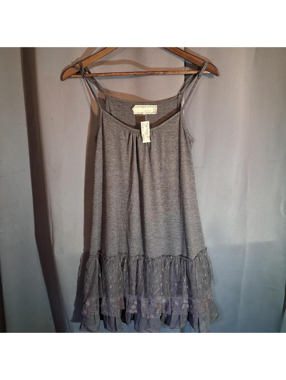 a'reve Gray Sleeveless Dress with Lace and Tulle Hem